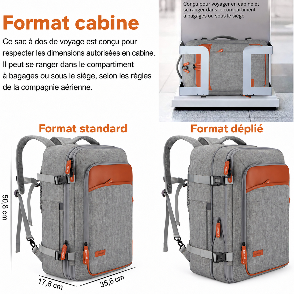Sac-à-dos de voyage grande capacité pour hommes et femmes